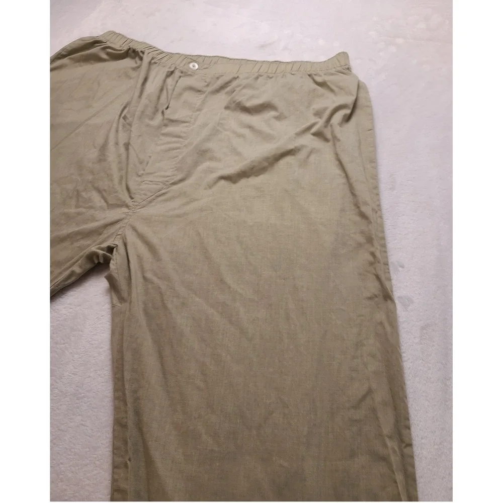 Men's Khaki Tan Pajama Lounge Pants XL 36x28 Elastic Waist Cotton Blend Straight